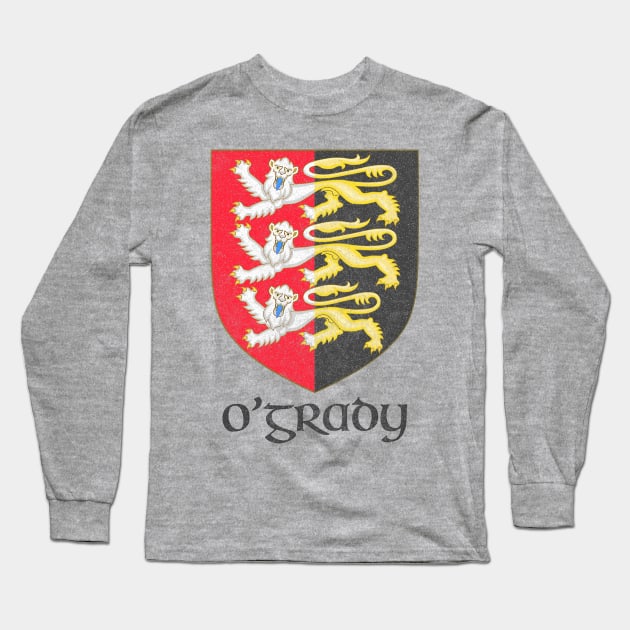 O'Grady / Faded Style Family Crest Design Long Sleeve T-Shirt by feck!